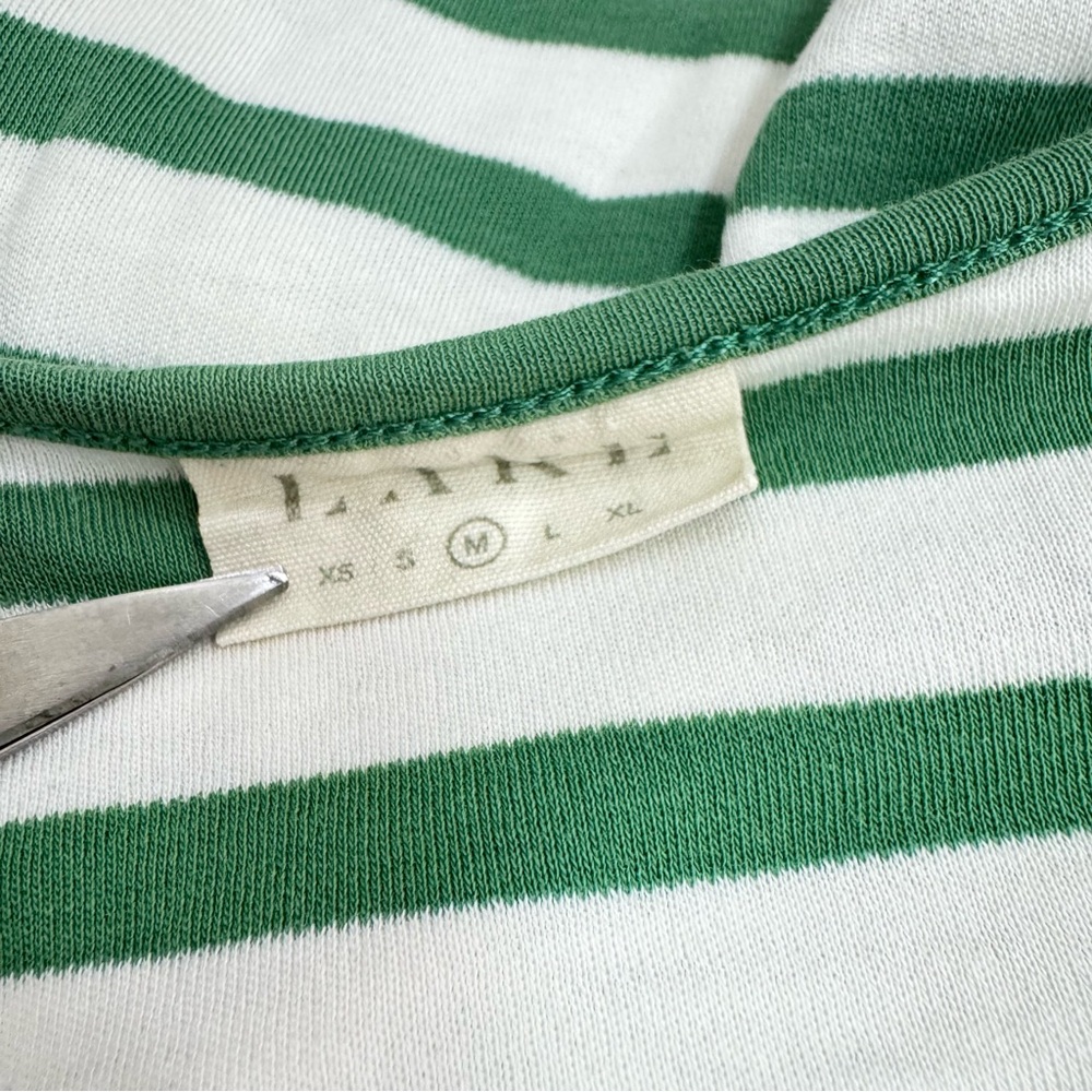 Lake Anchor Striped Pima Cotton Pajama Top Only Classic Cream Green Stripe Sz M - Picture 5 of 5